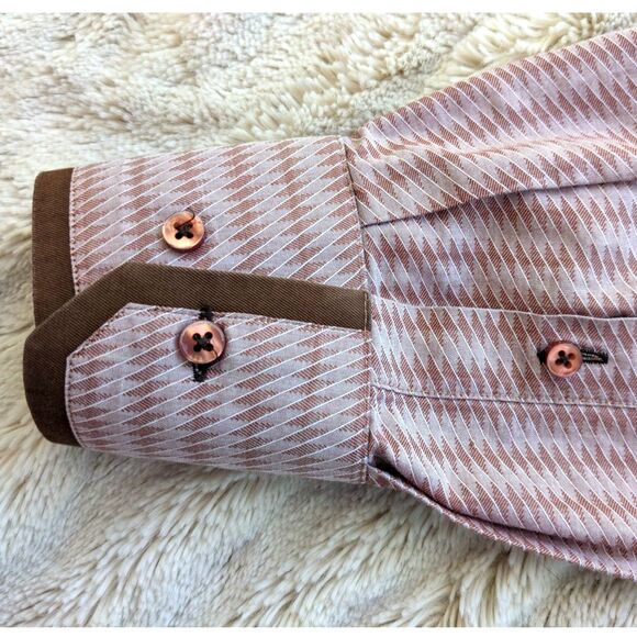 Nino's London Bespoke Mens Button Down 60s Vibe Print Mod Dress Shirt Sz 39/15.5 - Picture 7 of 11